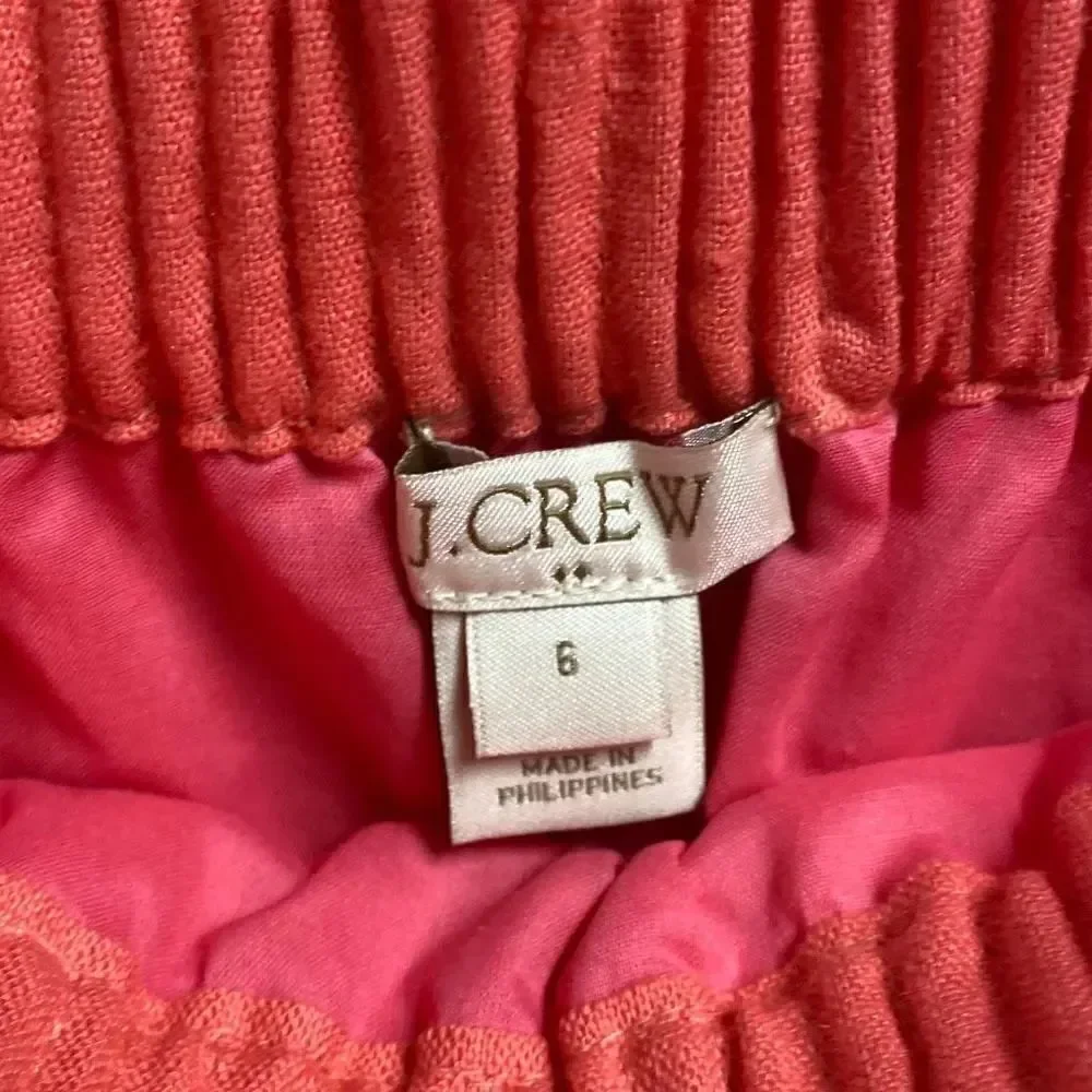 J. Crew Coral Linen Mini Skirt Size 6 NWT